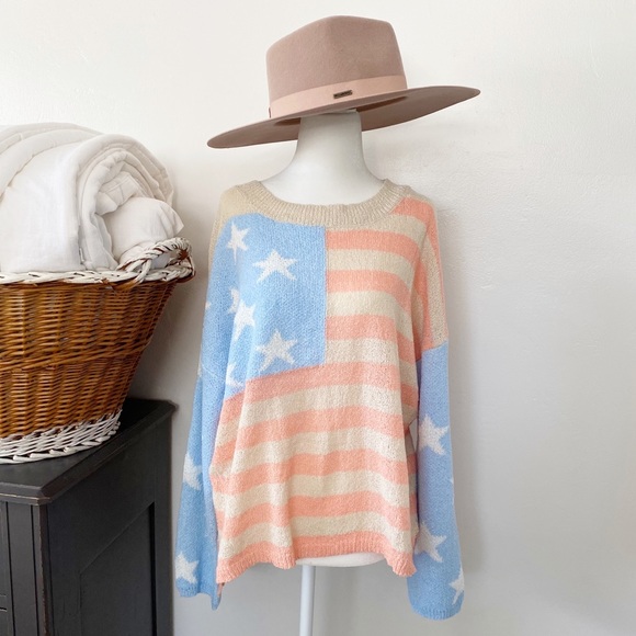 Vici Sweaters - ✨ Vici Stars & Stripes Relaxed Knit Pullover